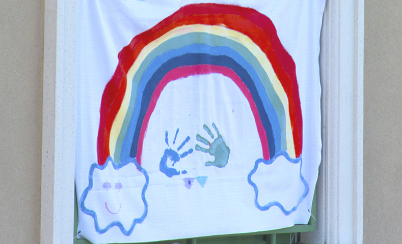 Color & Interior Design. Rainbow drawing, made by children during the lockdown for covid19. 